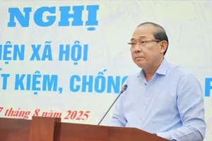 Phó Chủ tịch Ủy ban Trung ương MTTQ Việt Nam Hoàng Công Thủy phát biểu tại hội nghị