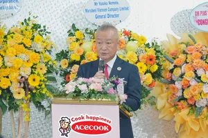 Ông Kaneda Hiroki, Tổng Giám đốc Acecook Việt Nam phát biểu tại lễ động thổ