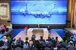 Chương trình "Tổng kết năm với Vladimir Putin" của Tổng thống Nga năm 2024. Ảnh: TASS/ PRESIDENT OF RUSSIA 