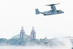 Máy bay MV-22 Osprey của Thủy quân lục chiến Mỹ. Ảnh: XINHUA 