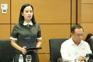 ĐB Võ Ngọc Thanh Trúc, Phó Trưởng Đoàn ĐB Quốc hội TPHCM phát biểu tại phiên thảo luận tổ, sáng 9-4. Ảnh: QUANG PHÚC 