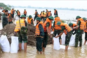 Sạt mái đê tả sông Đáy, tràn đê bờ bao sông Bùi