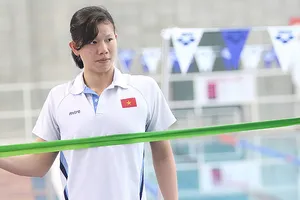 Ánh Viên vẫn đang miệt mài tập luyện chờ ngày nhập cuộc. . Ảnh: L.T