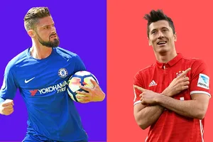Olivier Giroud và Robert Lewandowski
