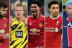 Bruno Fernandes, Erling Haaland, Marcus Rashford, Trent Alexander-Arnold và Kylian Mbappe