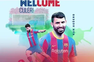 Hình ảnh Kun Aguero đăng trên website chính thức của Barcelona