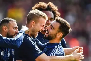 Matthijs de Ligt ăn mừng bàn thắng đầu tiên cho Man United