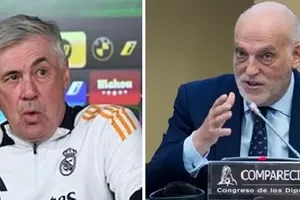 HLV Real Madrid Carlo Ancelotti và Chủ tịch La Liga Javier Tebas
