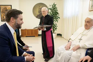 Giáo hoàng Francis tiếp Phó Tổng thống Mỹ JD Vance vào ngày 20-4 tại Vatican. Ảnh : VATICAN MEDIA