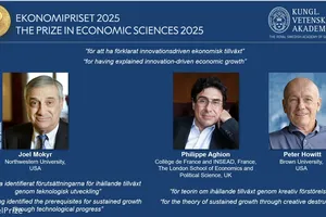  3 nhà khoa học được vinh danh giải thưởng Nobel Kinh tế 2025
