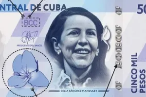 Ngân hàng Trung ương Cuba giới thiệu tiền giấy mệnh giá 5.000 peso Cuba. Ảnh: cibercuba.com