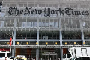 Trụ sở nhật báo The New York Times (Mỹ). Ảnh: Jakub Porzycki/NurPhoto 