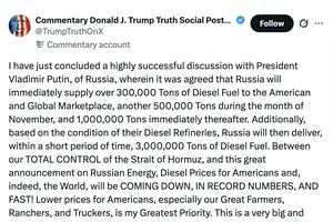 Tổng thống Mỹ Donald Trump thông báo trên mạng xã hội Truth Social