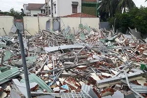 Dãy nhà trọ đã bị cưỡng chế phá dỡ.