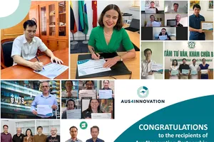 Trao chứng nhận tài trợ cho các dự án. Ảnh: ĐSQ Australia