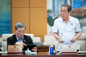 Chủ nhiệm Ủy ban Dân nguyện và Giám sát Dương Thanh Bình báo cáo tại phiên họp 