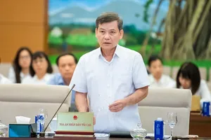 Chánh án TAND tối cao Lê Minh Trí trình bày tờ trình tại phiên họp