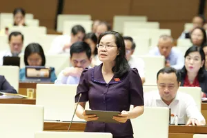 ĐB Nguyễn Thị Hồng Hạnh (TPHCM) phát biểu tại phiên họp. Ảnh: QUANG PHÚC