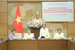 Phó Chủ tịch Quốc hội Lê Minh Hoan, Trưởng Đoàn giám sát của Quốc hội, chủ trì cuộc làm việc