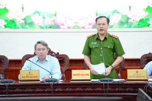 Thượng tướng Nguyễn Văn Long, Thứ trưởng Bộ Công an phát biểu tại hội nghị