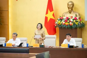 Phó Chủ tịch Quốc hội Nguyễn Thị Thanh phát biểu tại phiên giải trình sáng 21-8. Ảnh: PHẠM THẮNG