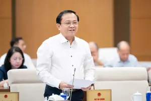 Thứ trưởng Bộ Tài chính Lê Tấn Cận báo cáo tại phiên họp 