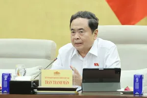 Chủ tịch Quốc hội Trần Thanh Mẫn phát biểu tại phiên họp thứ 5 của Ủy ban Thường vụ Quốc hội, chiều 20-8. Ảnh: QUANG PHÚC 