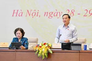 Phó Chủ tịch Quốc hội Nguyễn Khắc Định tổng kết nội dung thảo luận. Ảnh: VIẾT CHUNG 
