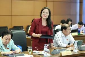 ĐB Nguyễn Thị Hồng Hạnh, Giám đốc Sở Tư pháp TPHCM, góp ý hoàn thiện Luật Nuôi con nuôi (sửa đổi). Ảnh: QUANG PHÚC 