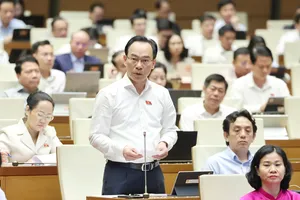 Bộ trưởng Bộ GD-ĐT Hoàng Minh Sơn phát biểu tại nghị trường, sáng 31-10. Ảnh: QUANG PHÚC