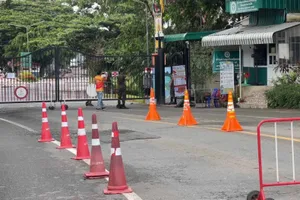Cổng biên giới tại tỉnh Trat giáp biên giới Campuchia đã bị đóng. Ảnh: BANGKOK POST