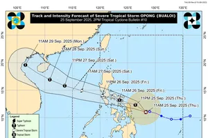 Dự báo đường đi của bão Bualoi. Ảnh: PAGASA-DOST