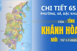 Chi tiết 65 phường, xã, đặc khu của tỉnh Khánh Hòa từ 1-7-2025