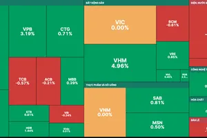 Nhiều cổ phiếu trụ tăng điểm góp phần giữ đà tăng của VN-Index
