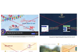 Công ty SJC đưa ra các trang web và fanpage giả mạo 