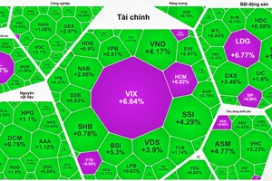 Cổ phiếu chứng khoán tăng trần hàng loạt, VN-Index lập đỉnh phiên thứ 4