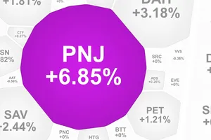 Cổ phiếu PNJ tăng trần sau chuỗi 13 phiên giảm liên tiếp