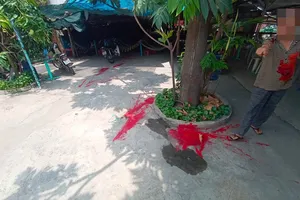 Bà Y. kể lại sự việc bị nhóm đối tượng đe doạ, tạt sơn. Ảnh: C.T