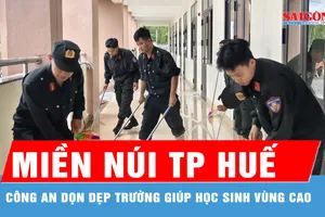 Công an TP Huế dọn dẹp trường mới xây, giúp học sinh vùng cao kịp ngày khai giảng