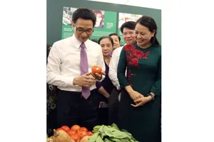 Phó Thủ tướng Vũ Đức Đam tham quan gian hàng thực phẩm sạch của chị em phụ nữ