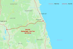 Sơ đồ tuyến đường bộ cao tốc Quảng Ngãi - Kon Tum