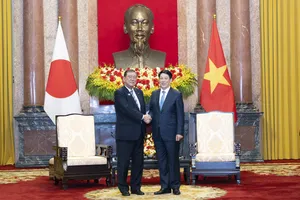 Chủ tịch nước Lương Cường hội kiến Thủ tướng Nhật Bản Ishiba Shigeru. Ảnh: ĐỖ TRUNG.