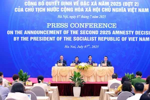 Họp báo công bố Quyết định 1244 của Chủ tịch nước về đặc xá năm 2025 ngày 7-7. Ảnh: VIẾT CHUNG