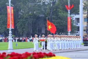 Lễ Thượng cờ tại Quảng trường Ba Đình sáng ngày 2-9. Ảnh: HẢI LINH