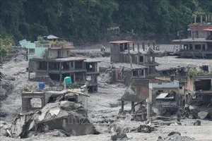 Khu vực bị lũ quét tàn phá tại Bidur, Nepal, ngày 29-8-2026. Ảnh: Yonhap/TTXVN phát