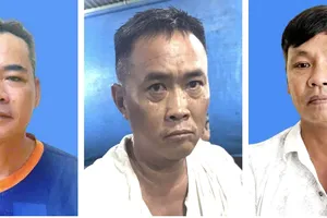 Các đối tượng (từ trái qua phải): Lê Tấn Bửu, Nguyễn Thế Du, Lê Thành Phúc. Ảnh: BỘ CÔNG AN