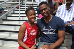 Tyson Gay và cô con gái cưng Trinity