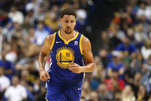 Klay Thompson trong trận Warriors thắng Spurs