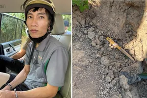 Nghi phạm Nguyễn Văn Hùng và con dao gây án. Ảnh: CANA