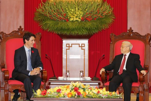 阮富仲總書記接見特魯多總理。